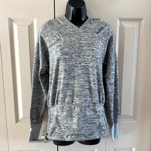 Athleta Gray Hooded Sweatshirt Pullover – Thumbholes & Kangaroo Pocket, Size M